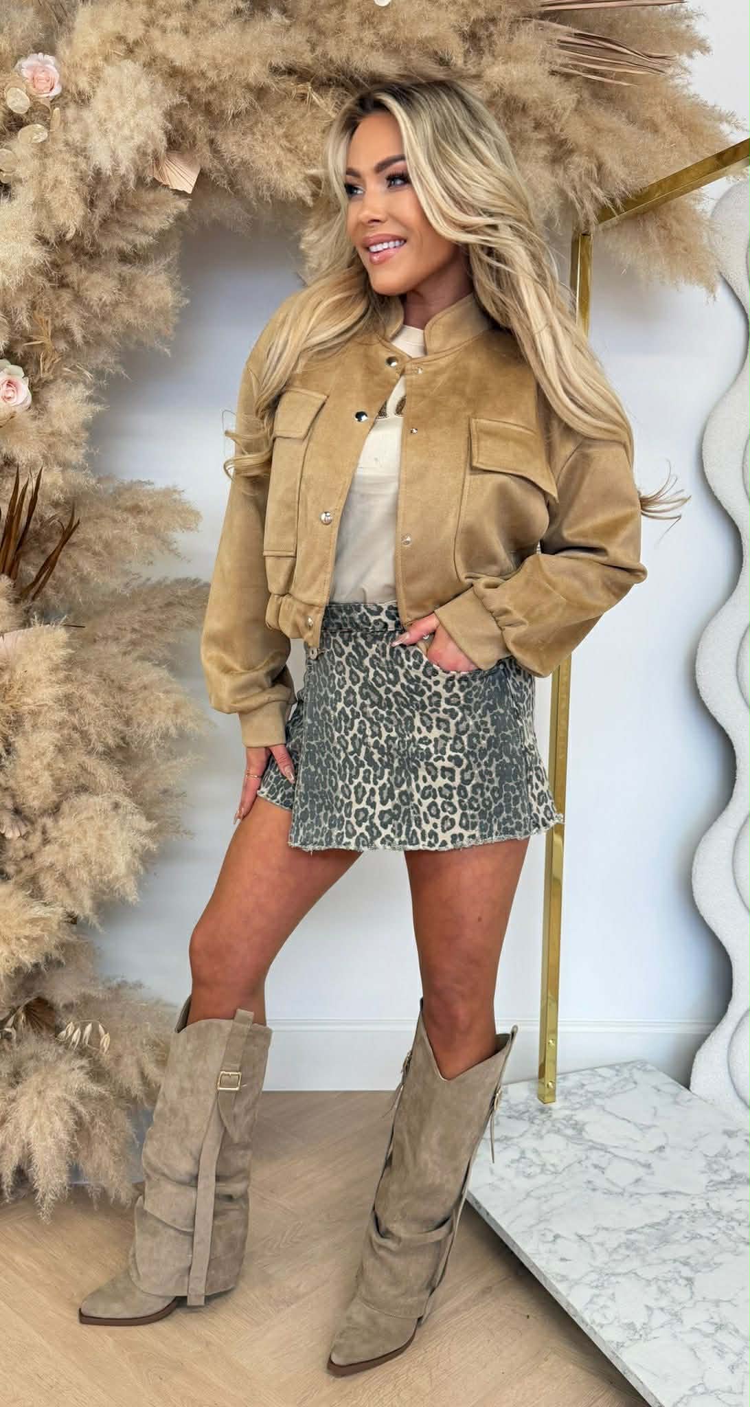 NOE SUEDE LOOK BOMBER JACKET CAMEL