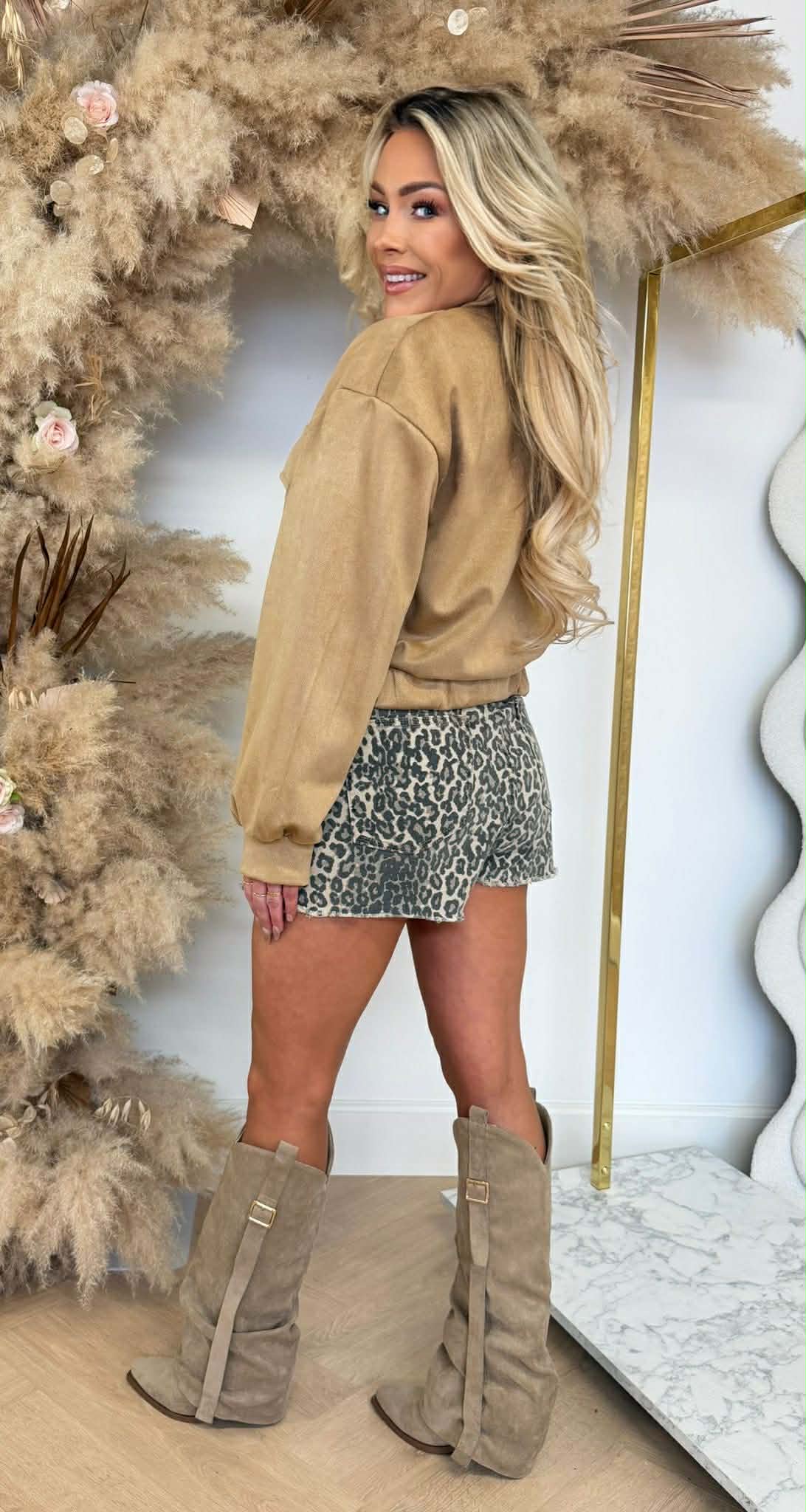 NOE SUEDE LOOK BOMBER JACKET CAMEL