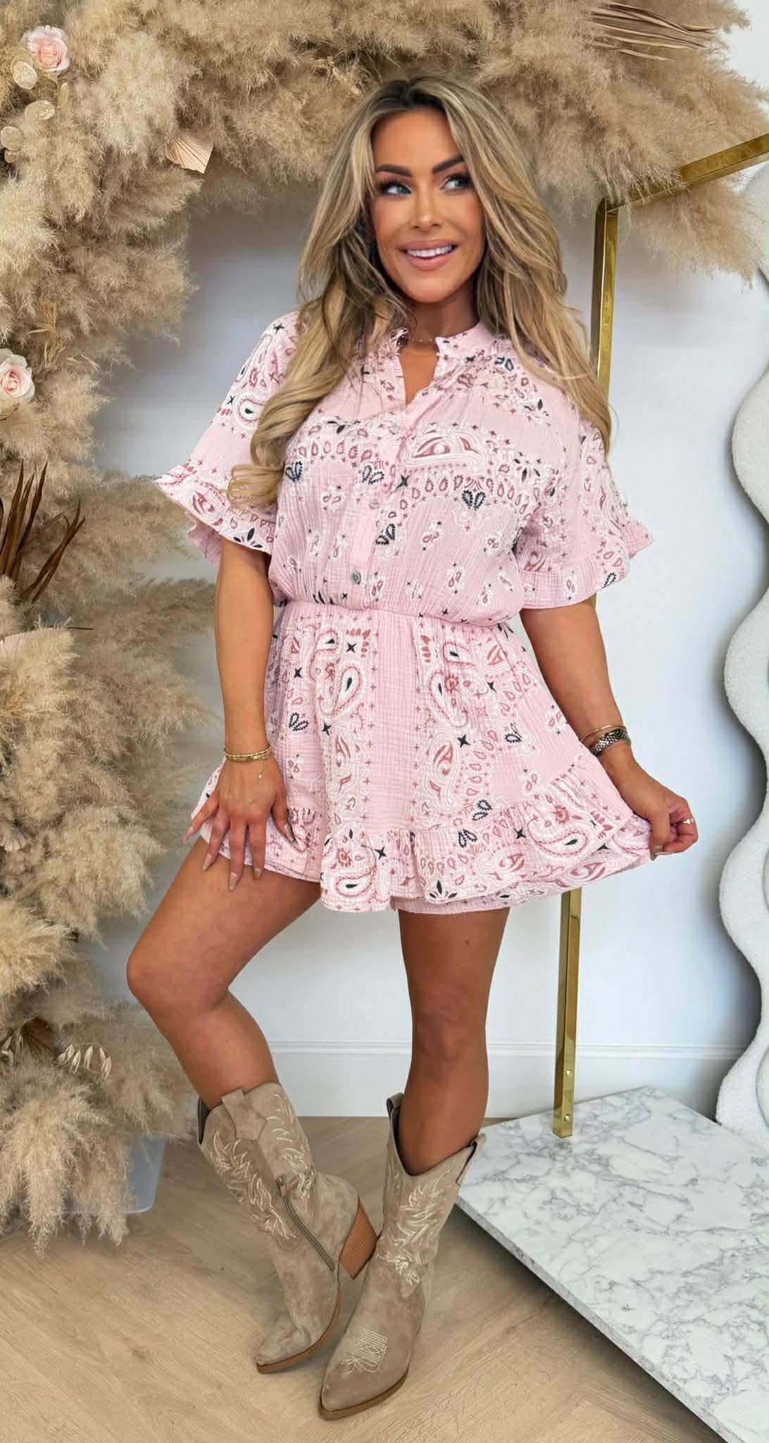 PASLEY COTTON PLAYSUIT PINK