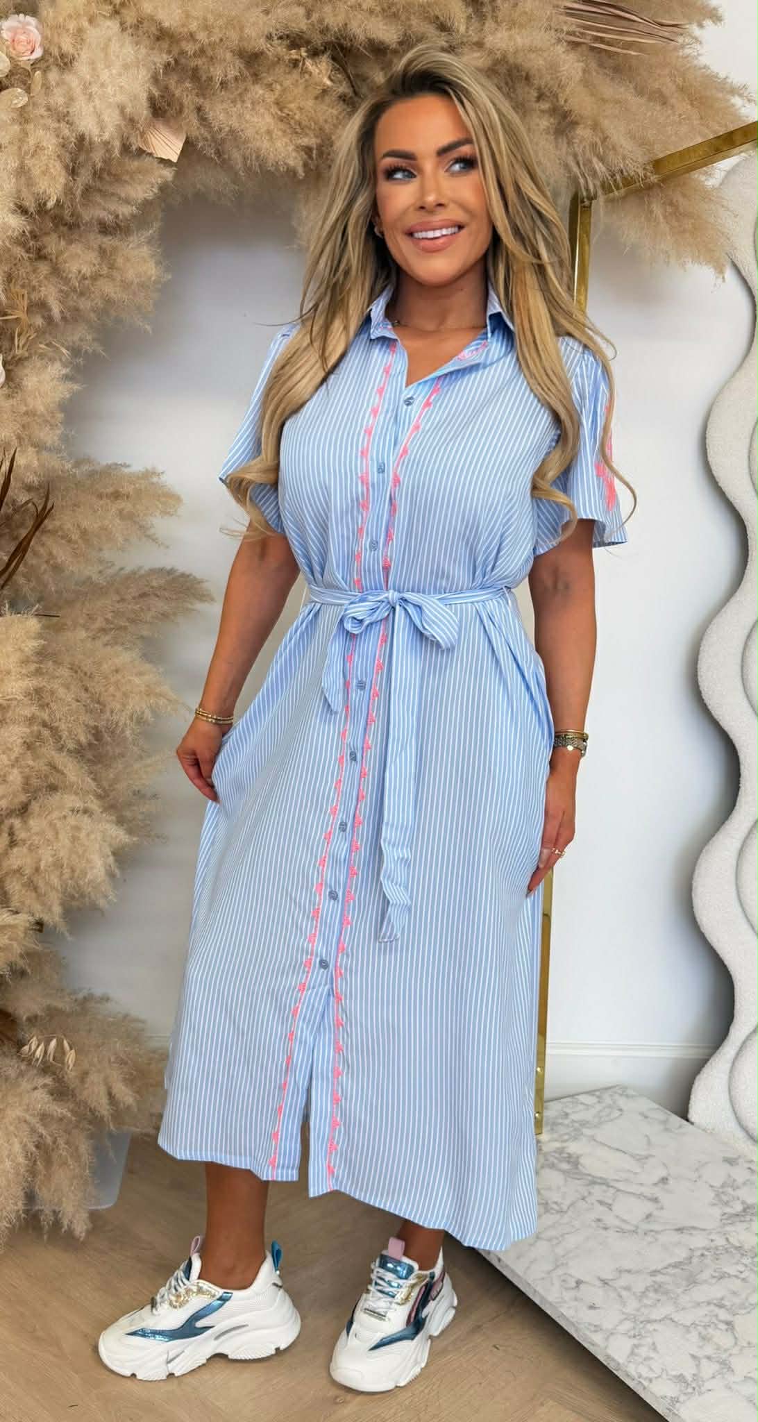 PEN STRIPE LUS DRESS 5819 BLUE