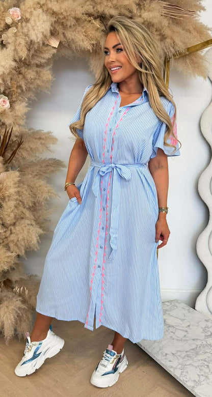 PEN STRIPE LUS DRESS 5819 BLUE