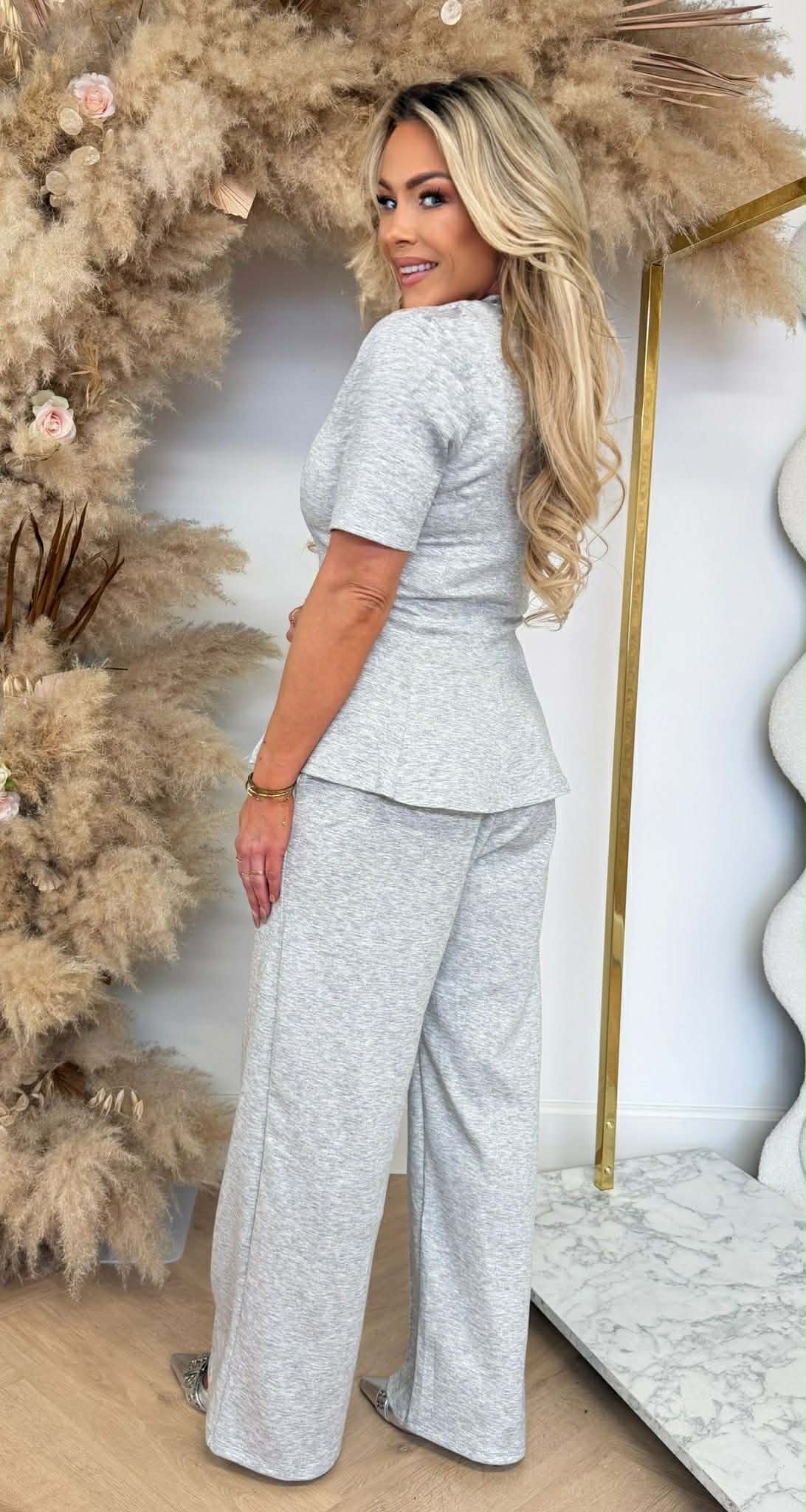 PEPLUM SET GREY