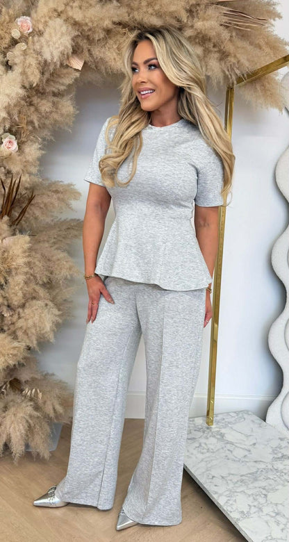 PEPLUM SET GREY