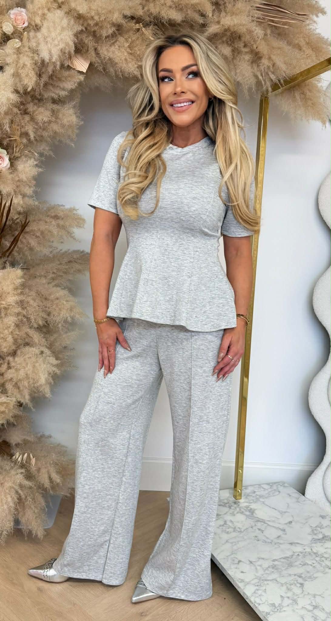 PEPLUM SET GREY