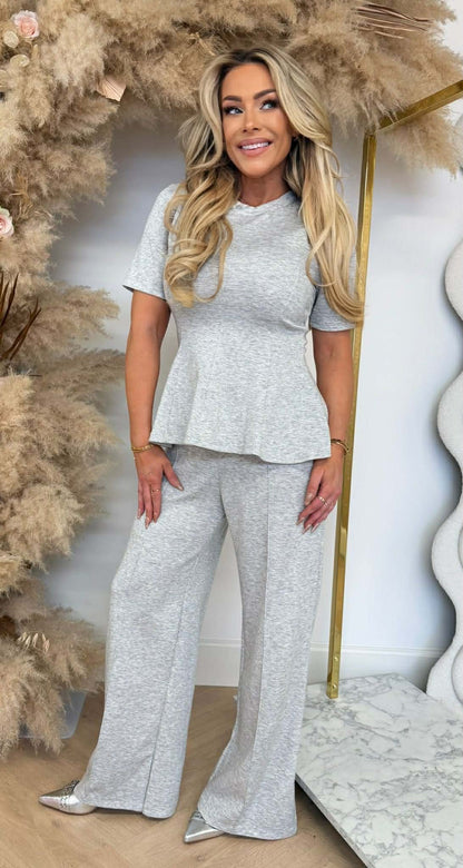 PEPLUM SET GREY