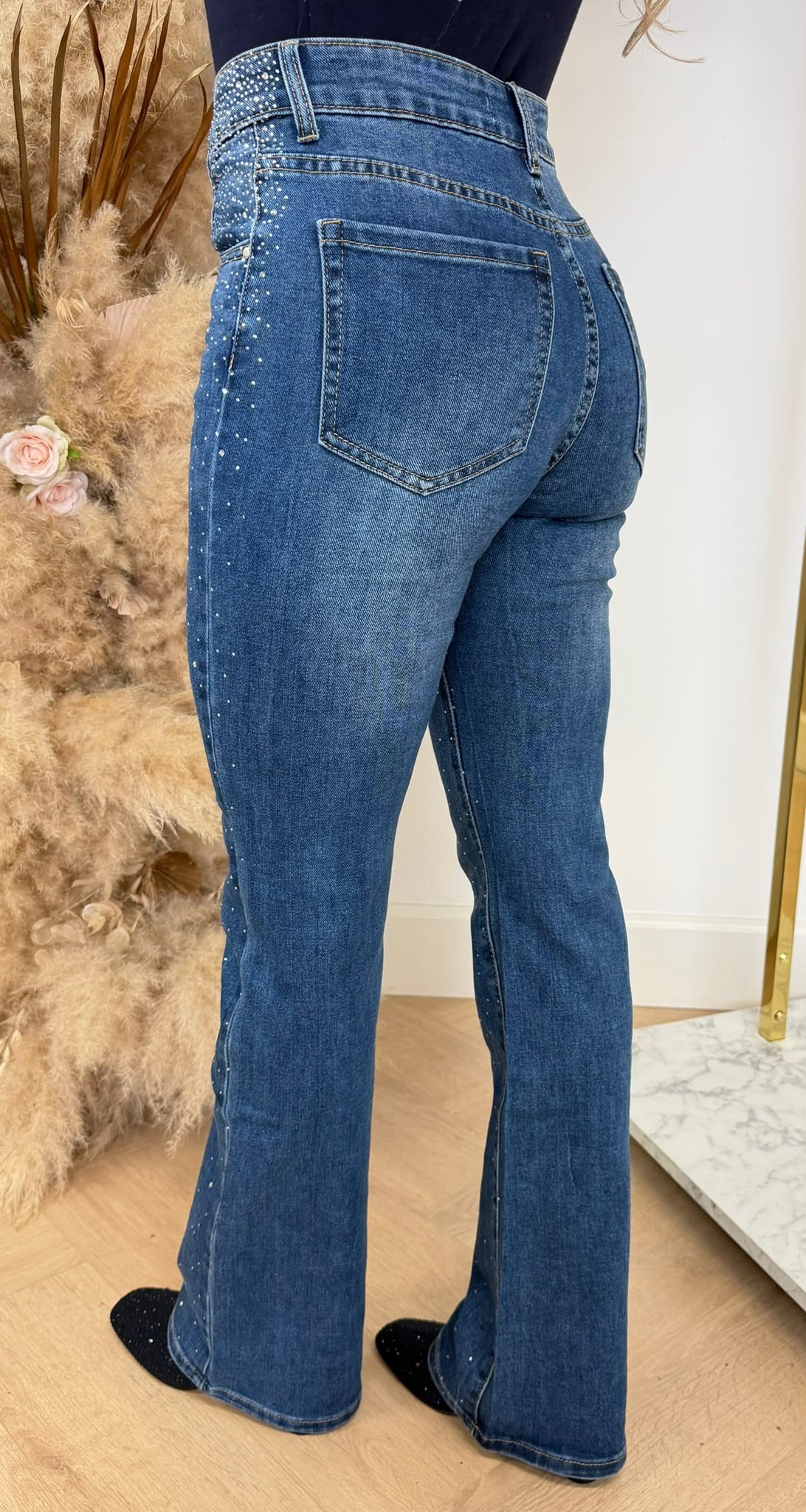 FLARE GLITTER JEANS RJ200 DENIMBLUE