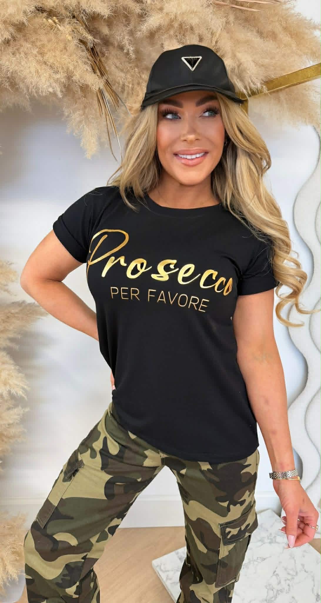 PROSECCO PER FAVORE GOLD TEE 9755 BLACK
