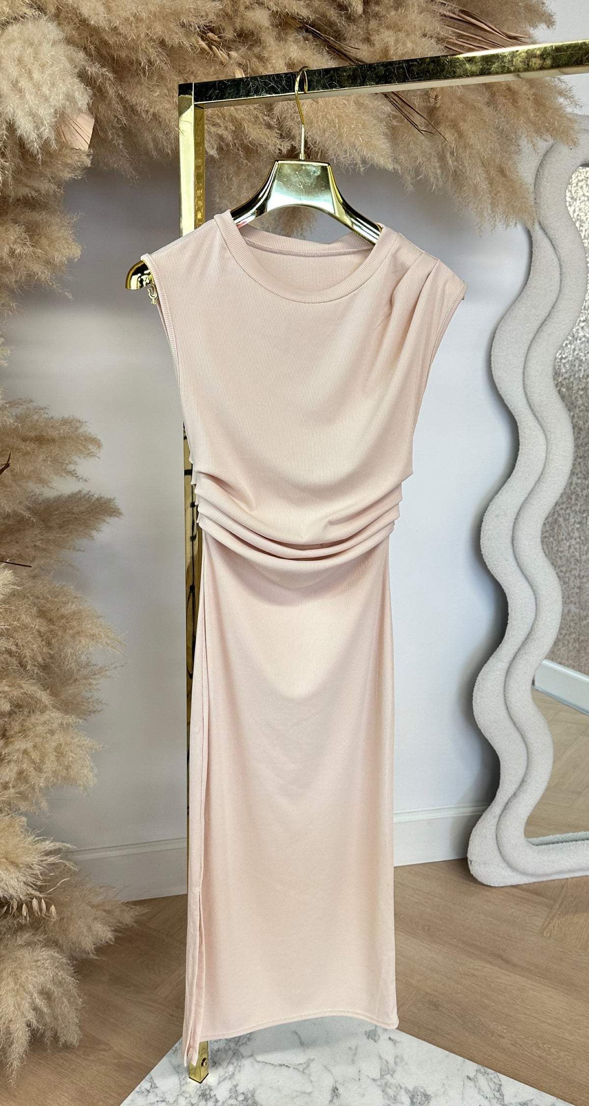 RIBBED MAXI DRESS BEIGE