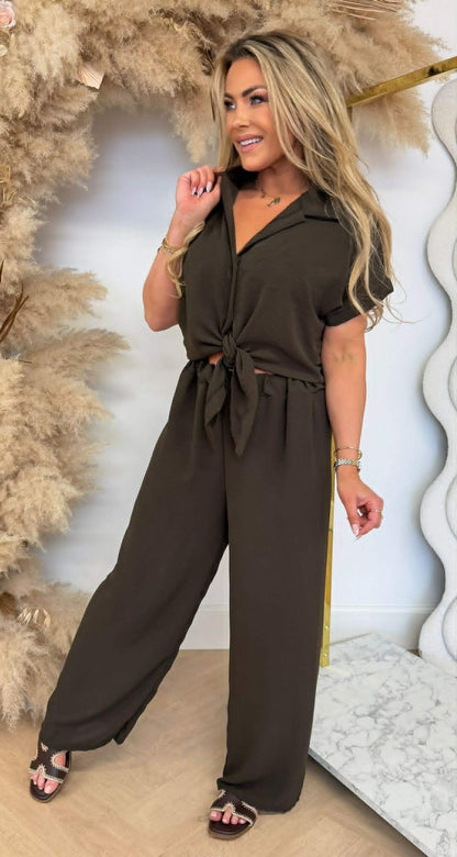 SIMPLE CLASSY CO-ORD SET CHOCO