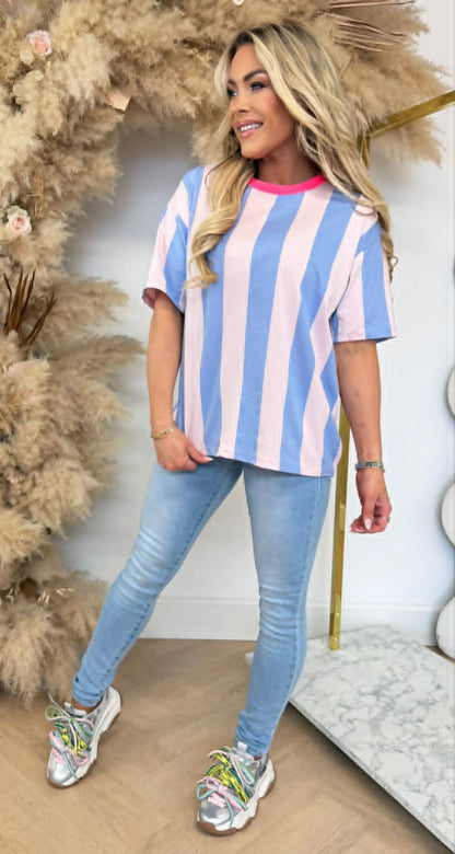 STRIPE NEON SHIRT 00196 BLUE