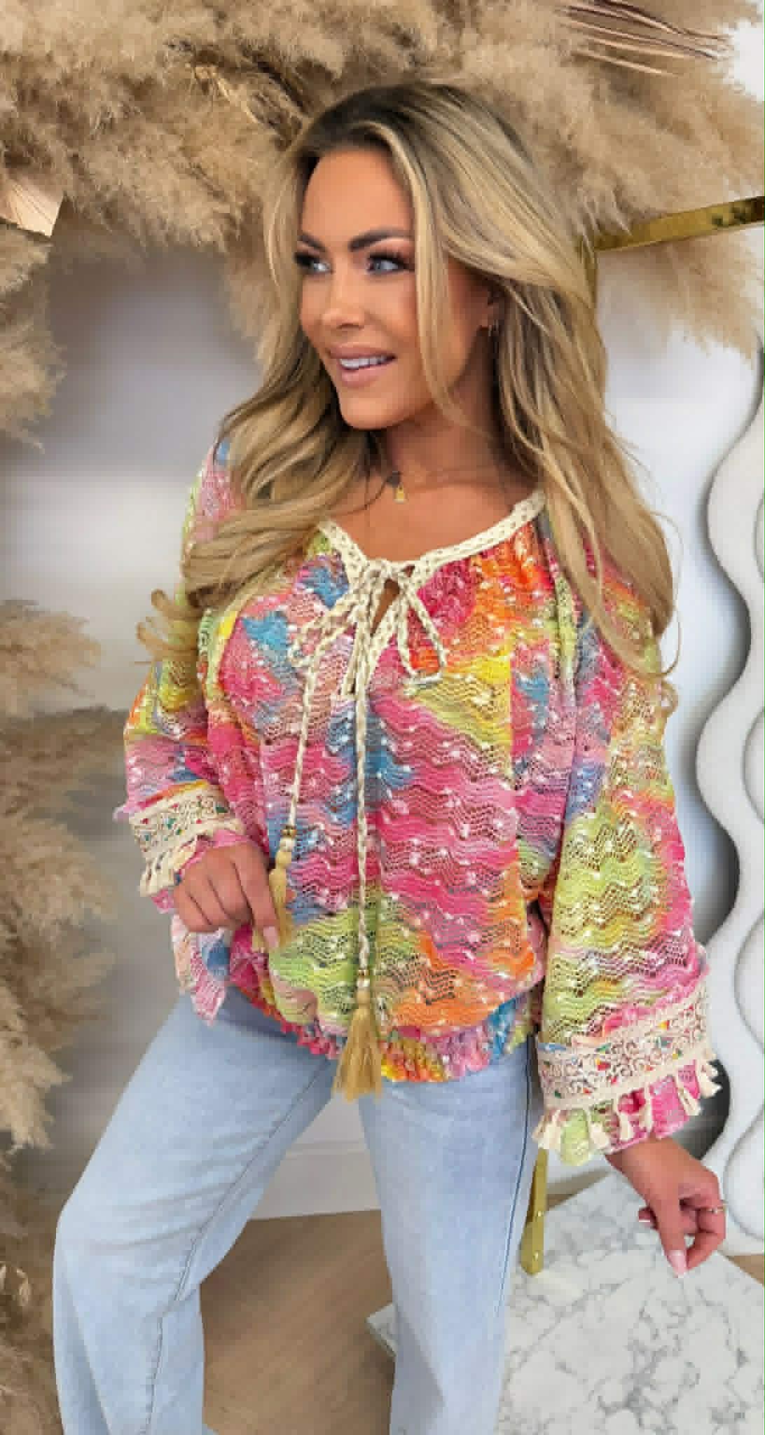 SUN NOVA MESH BLOUSE COLOURFULL