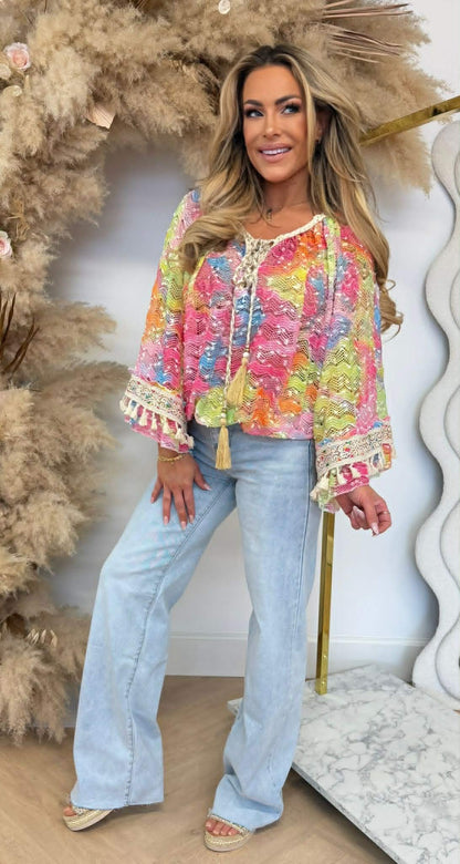SUN NOVA MESH BLOUSE COLOURFULL