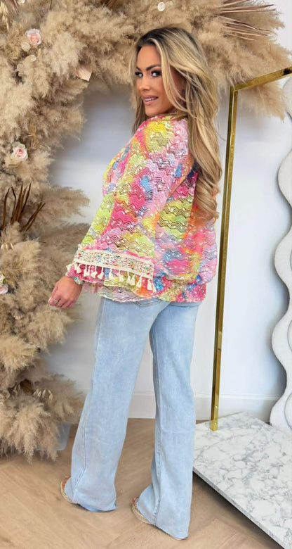 SUN NOVA MESH BLOUSE COLOURFULL