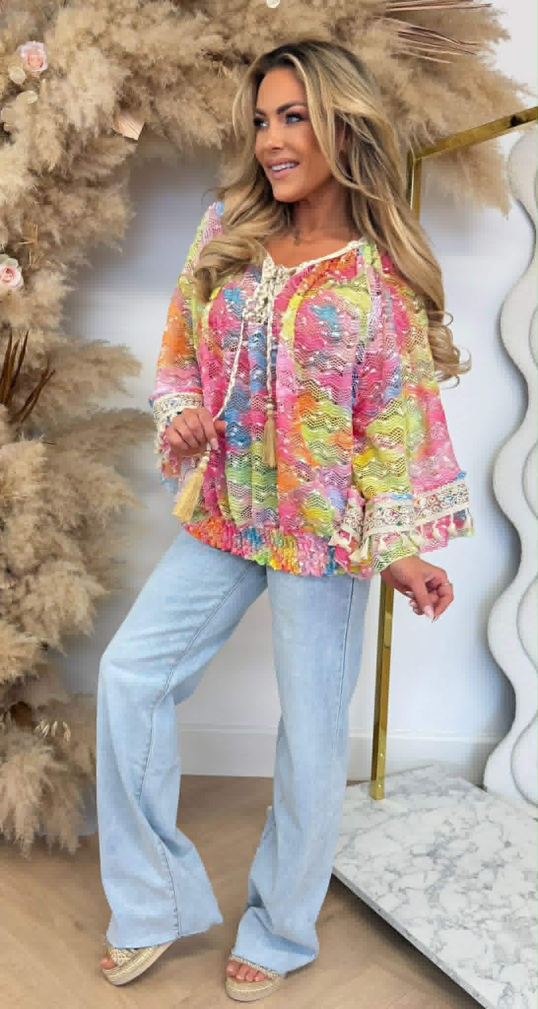 SUN NOVA MESH BLOUSE COLOURFULL