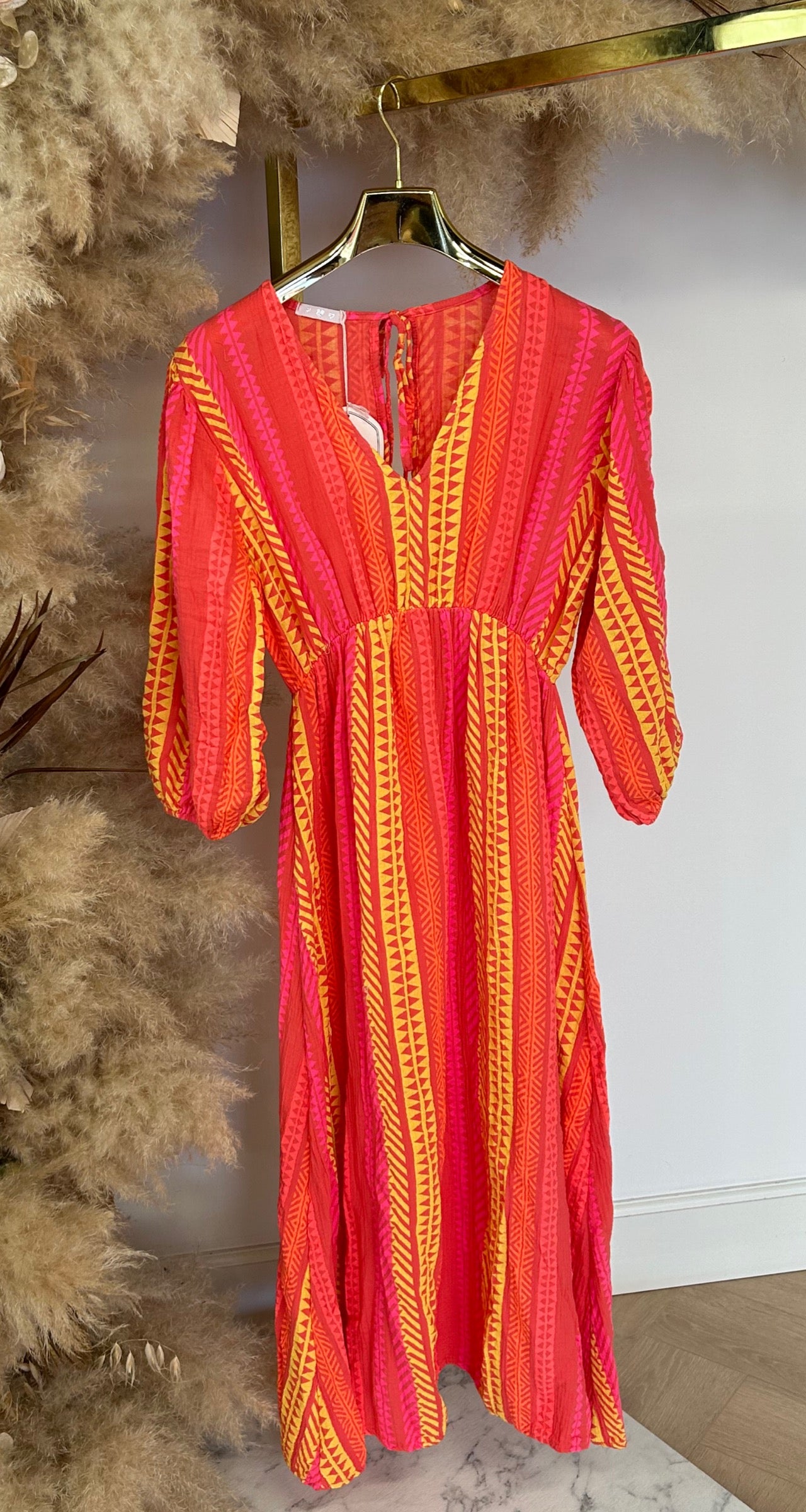 SYLVIE COTTON PRINTY DRESS CORAL