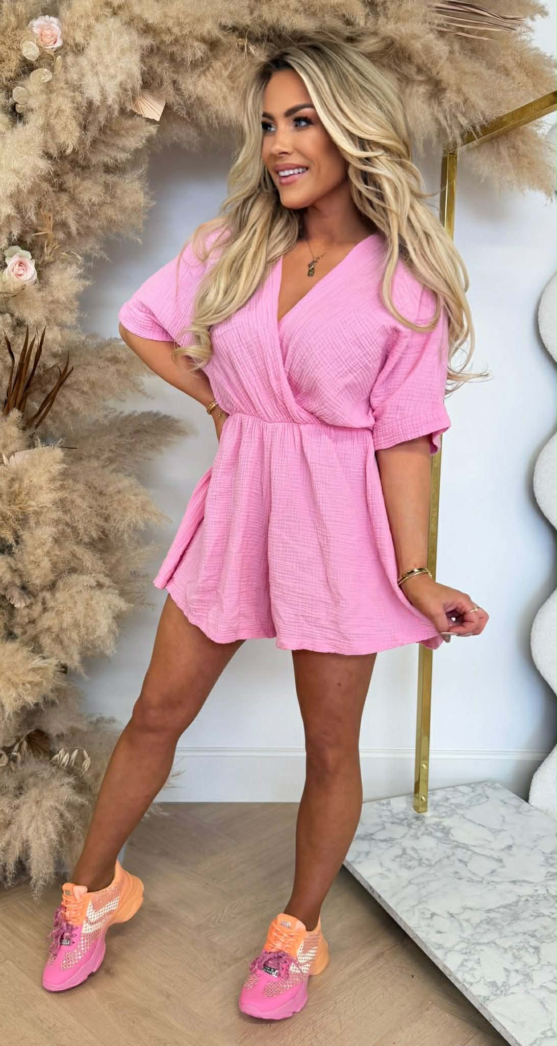 TESS COTTON PLAYSUIT PINK