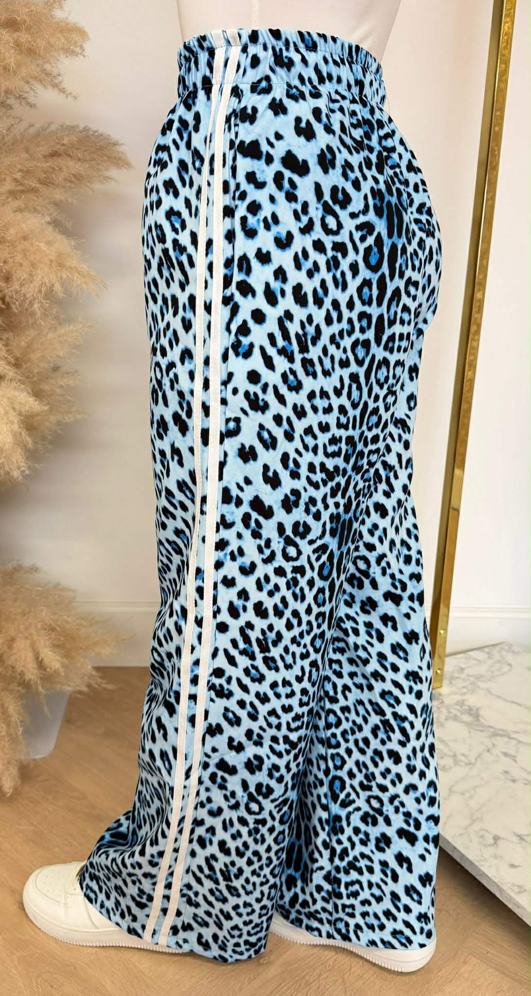 TRENDY LEOPARD STRIPE PANTS BLUE