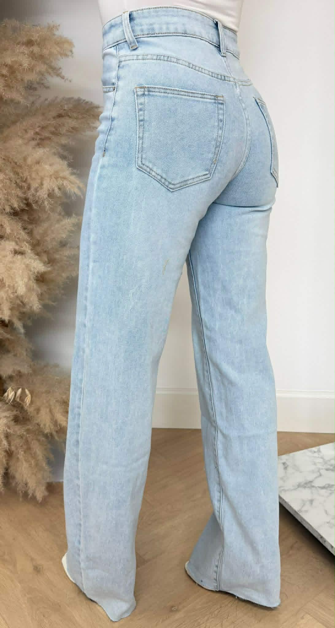 WIDE LEG MIDE RISE JEANS 1074 LIGHTDENIM