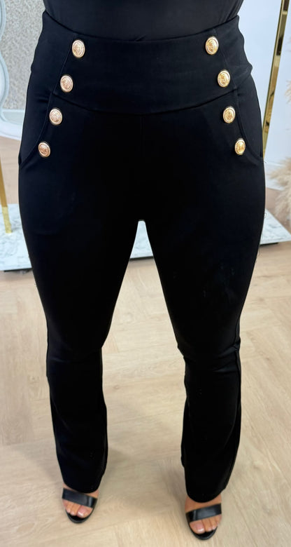 BUTTON FLAIR PANTS 1209 BLACK