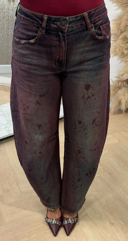 BARREL WASHING JEANS 5027 DENIM/BORDEAUX