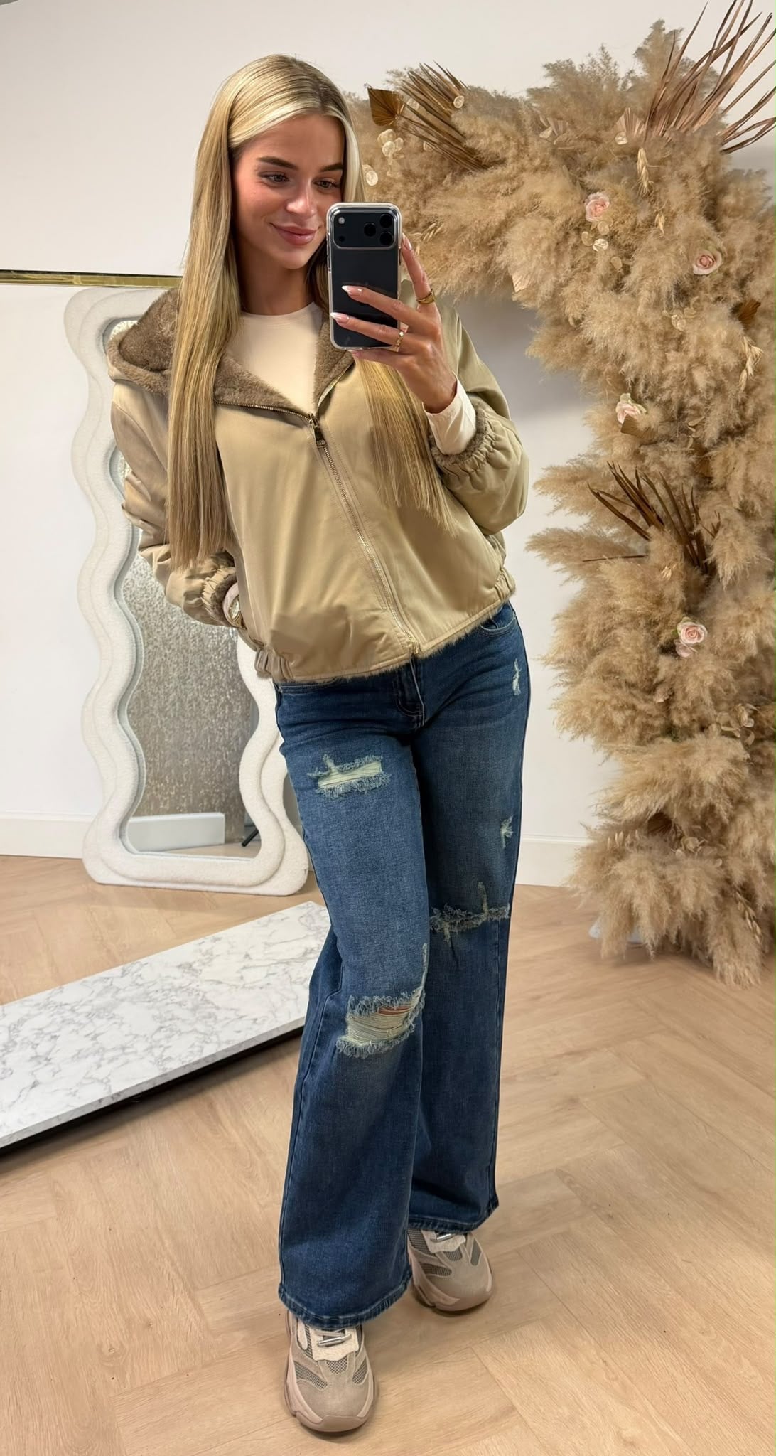LUCY FAKE FUR REVERSIBLE CAPUCHON BOMBER BEIGE