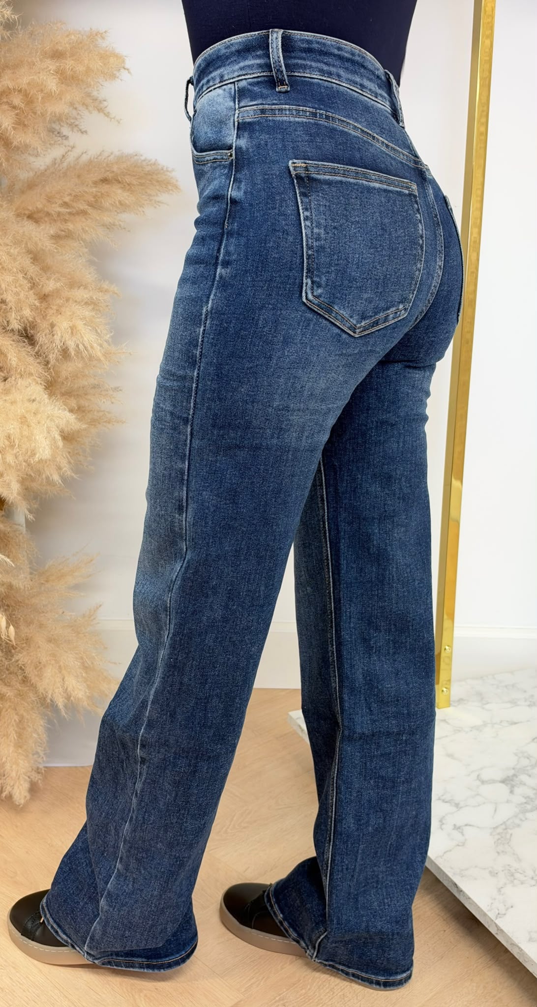 BASIC STRETCH WIDE LEG JEANS 1092-2 DENIMBLUE