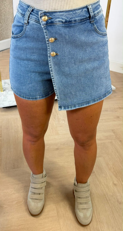 DENIM BUTTON SKORT 3012 DENIMBLUE