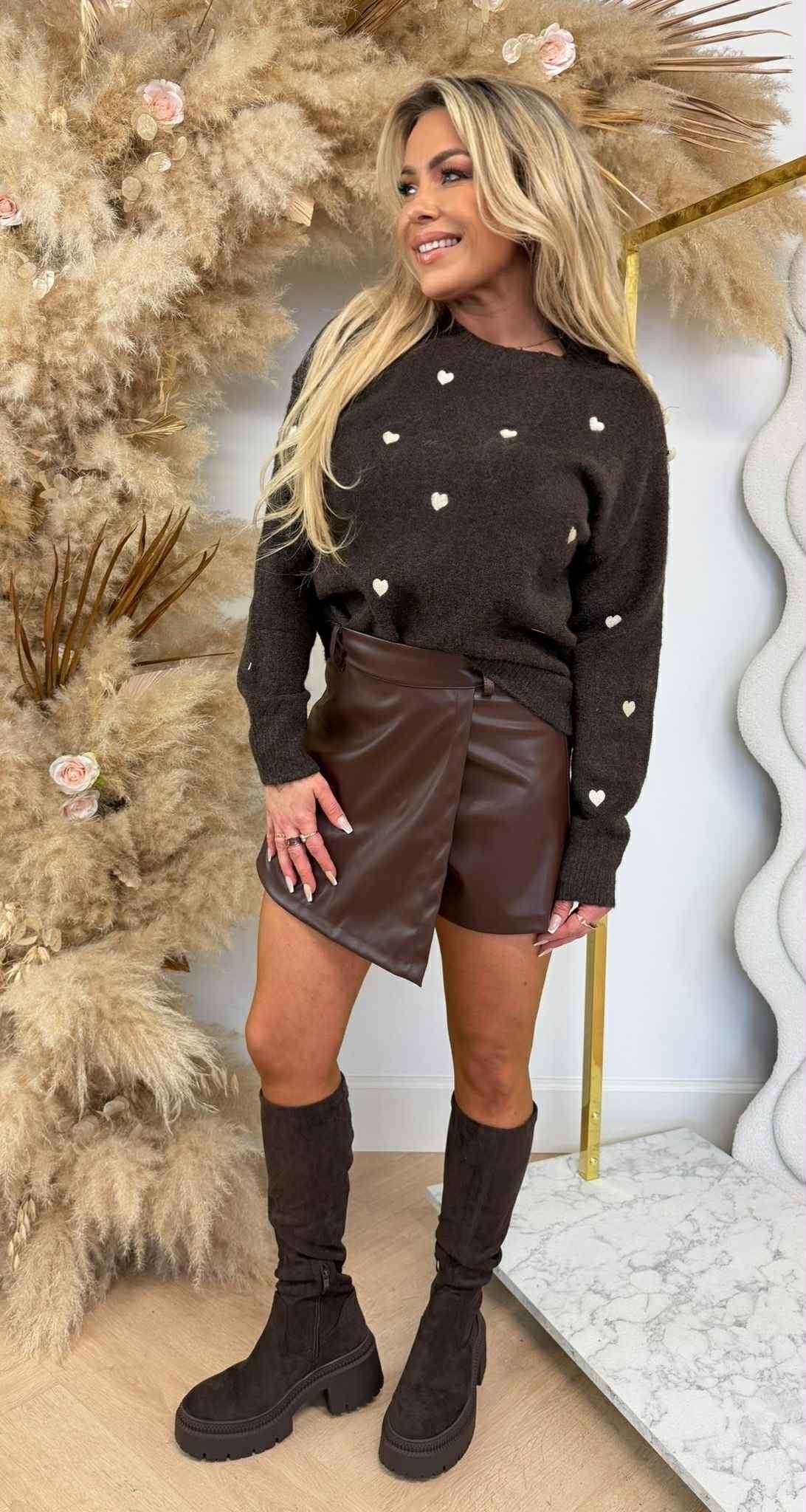 ALL OVER COEURS ÉPAULES SWEAT AM872 CHOCO