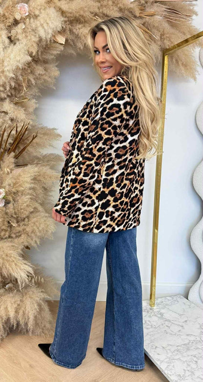 ALL OVER LEOPARD BLAZER BLACK/BEIGE