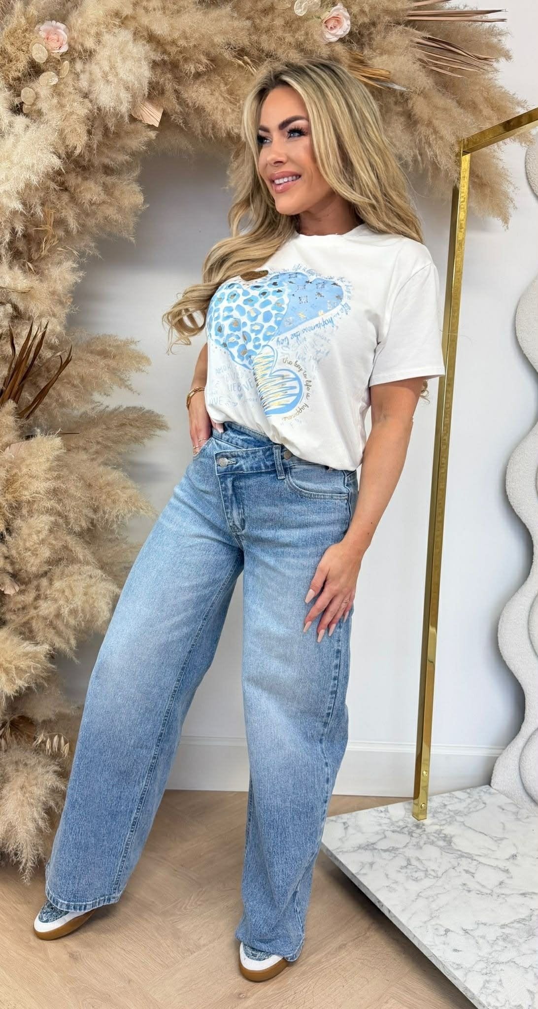 AMOR LOVE LIEBE PRINT TEE *L* BLAU