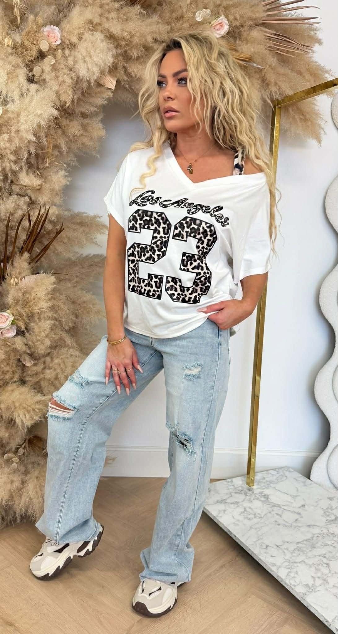ANOUK LE LÉOPARD 23 T-SHIRT BLANC CASSÉ