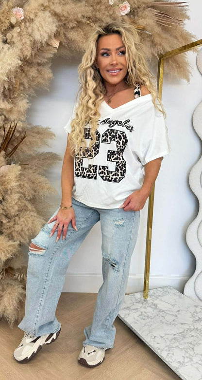 ANOUK LE LÉOPARD 23 T-SHIRT BLANC CASSÉ