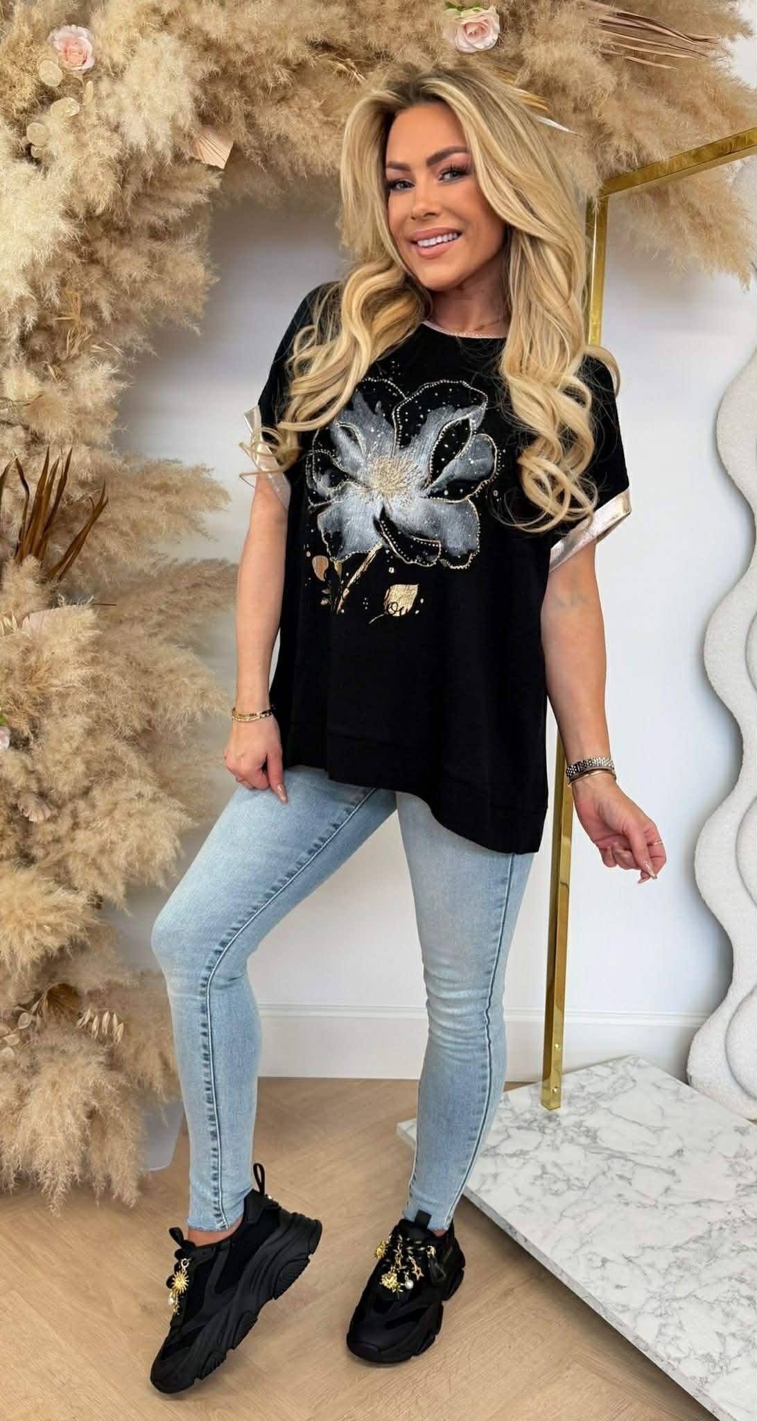 AURORA FLOWER GOLDEN TOP BLACK