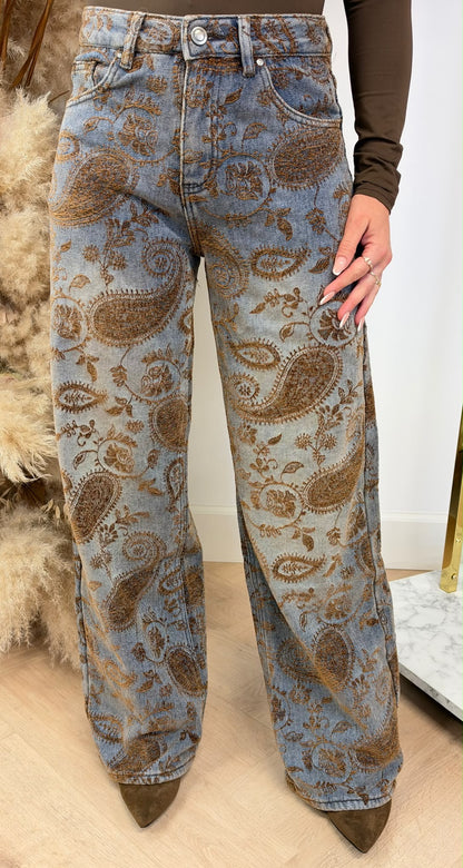 PAISLEY PARIS PRINT JEANS W002 BLUE/BROWN