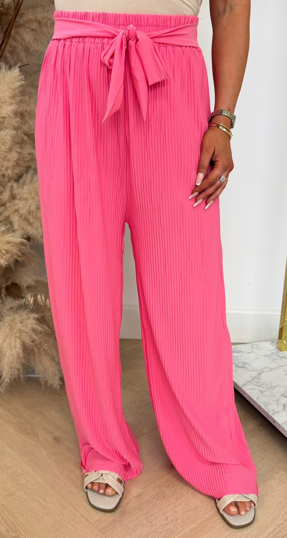 PLISSE KNOOP PANTS 5028 PINK