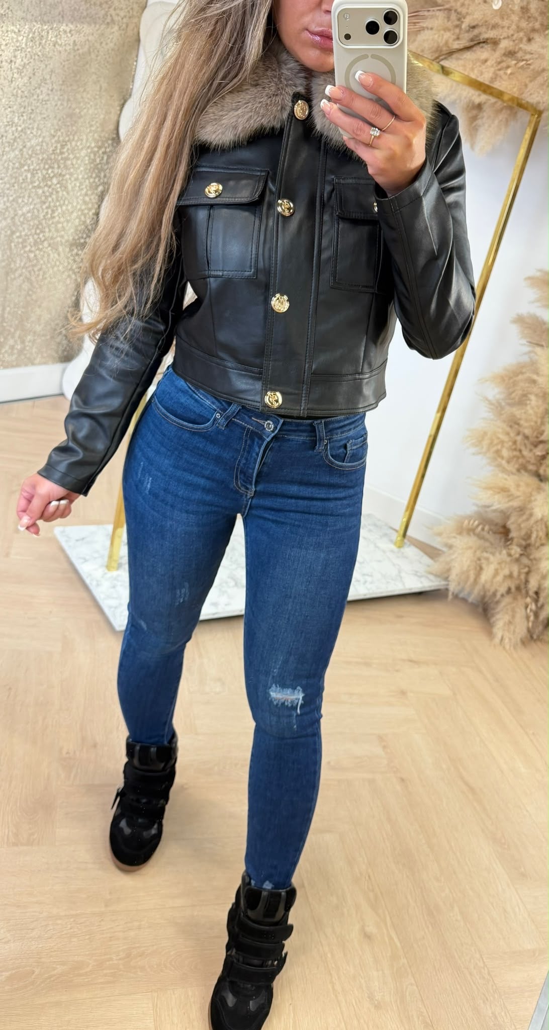 FASHION LEATHER LOOK JACKET 5633 BLACK
