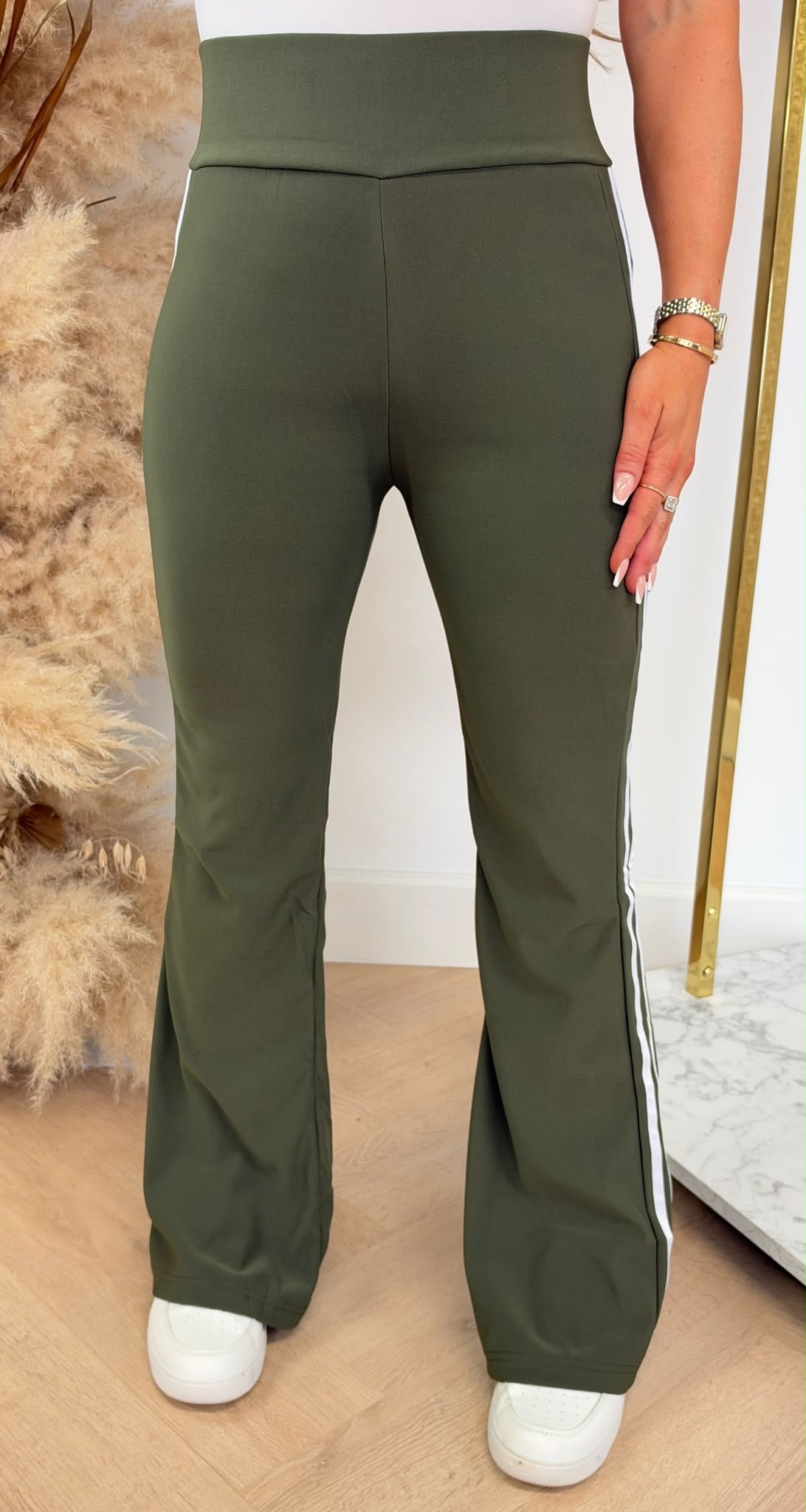 STRIPPY FLAIR PANTS 1656 ARMYGREEN