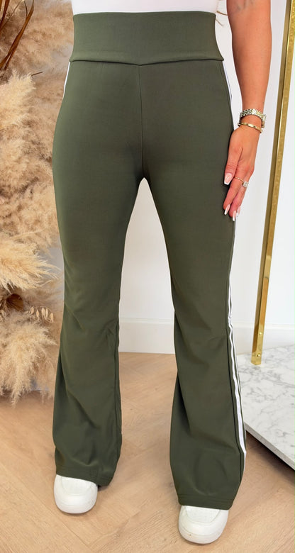 STRIPPY FLAIR PANTS 1656 ARMYGREEN