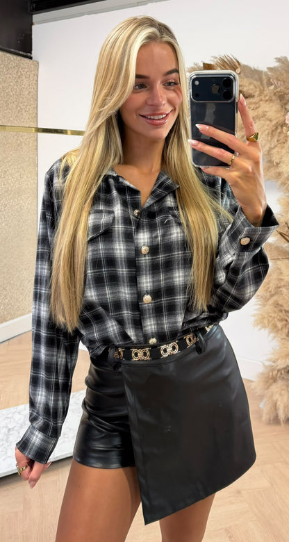 CHRISTINA OVERSIZED RUITJES BLOUSE BLACK