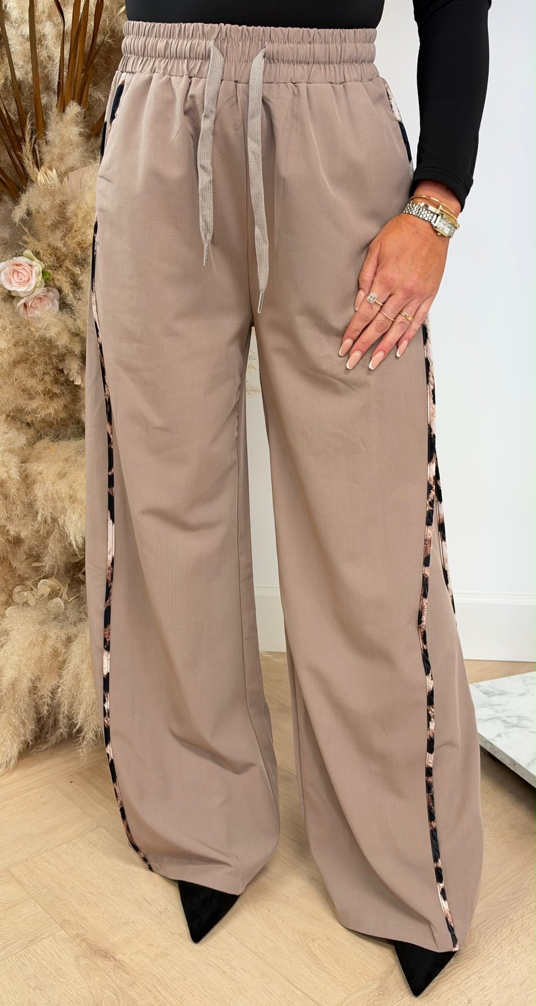 LEOPARD STRIPE PANTS 1322 TAUPE