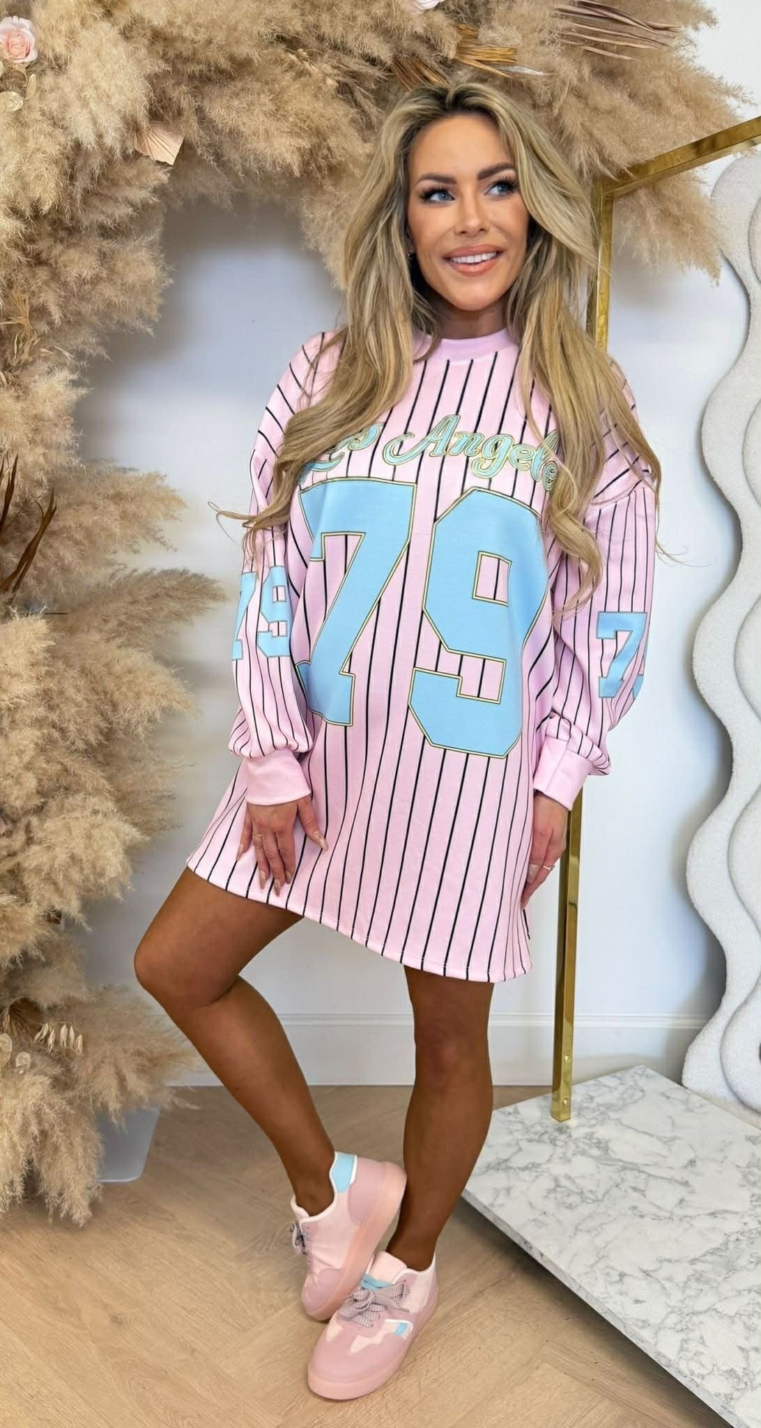 BASEBALL LA 79 LONG TEE ROSE