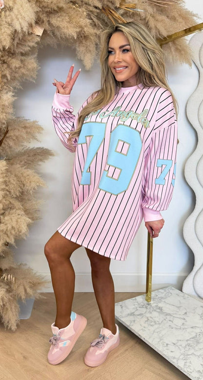 BASEBALL LA 79 LONG TEE ROSE