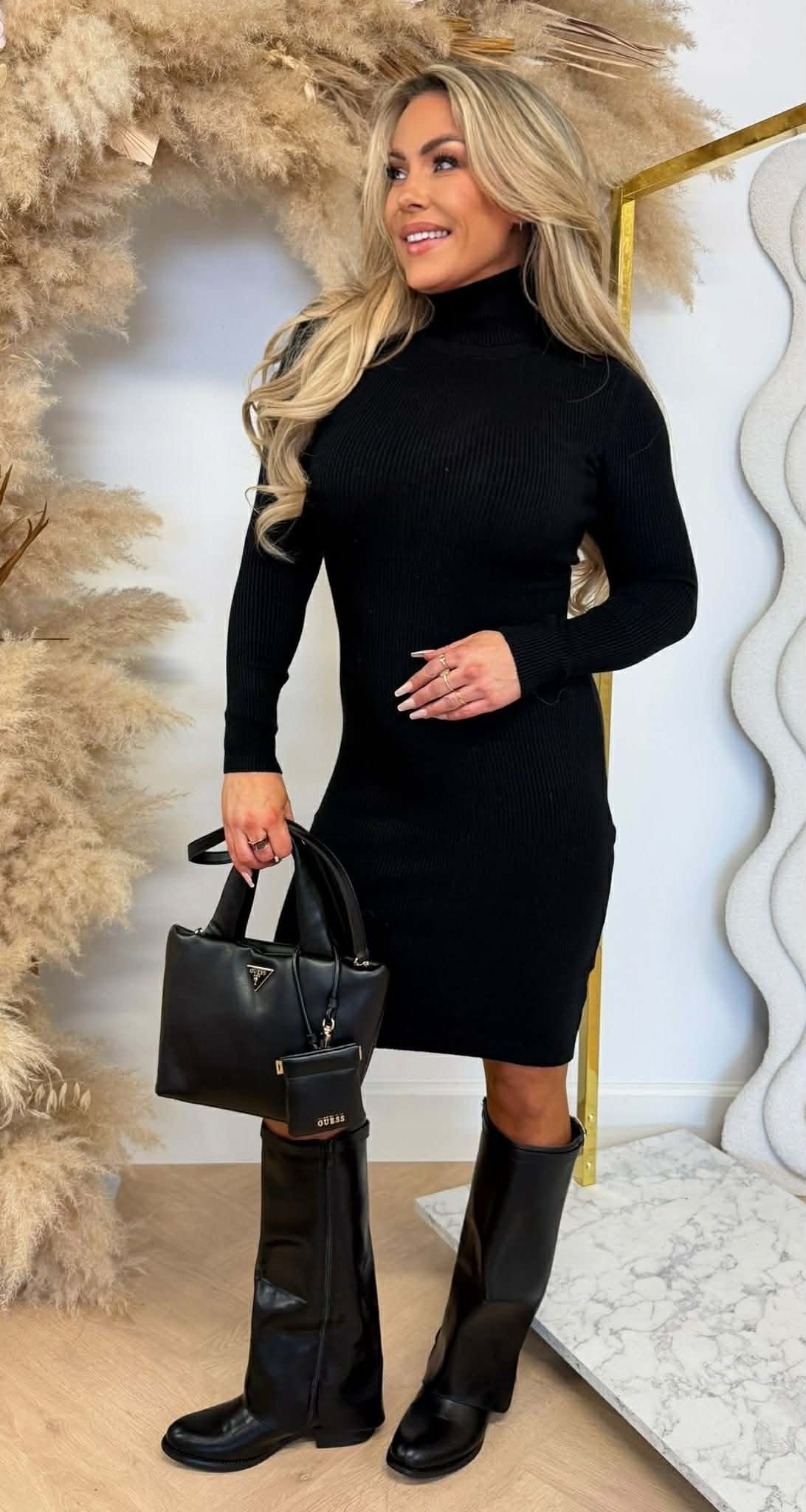 BASIC KOL STRICKKLEID SCHWARZ