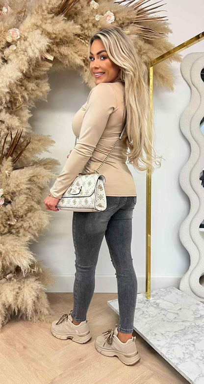 TEE-SHIRT BASIQUE MANCHES LONGUES BEIGE