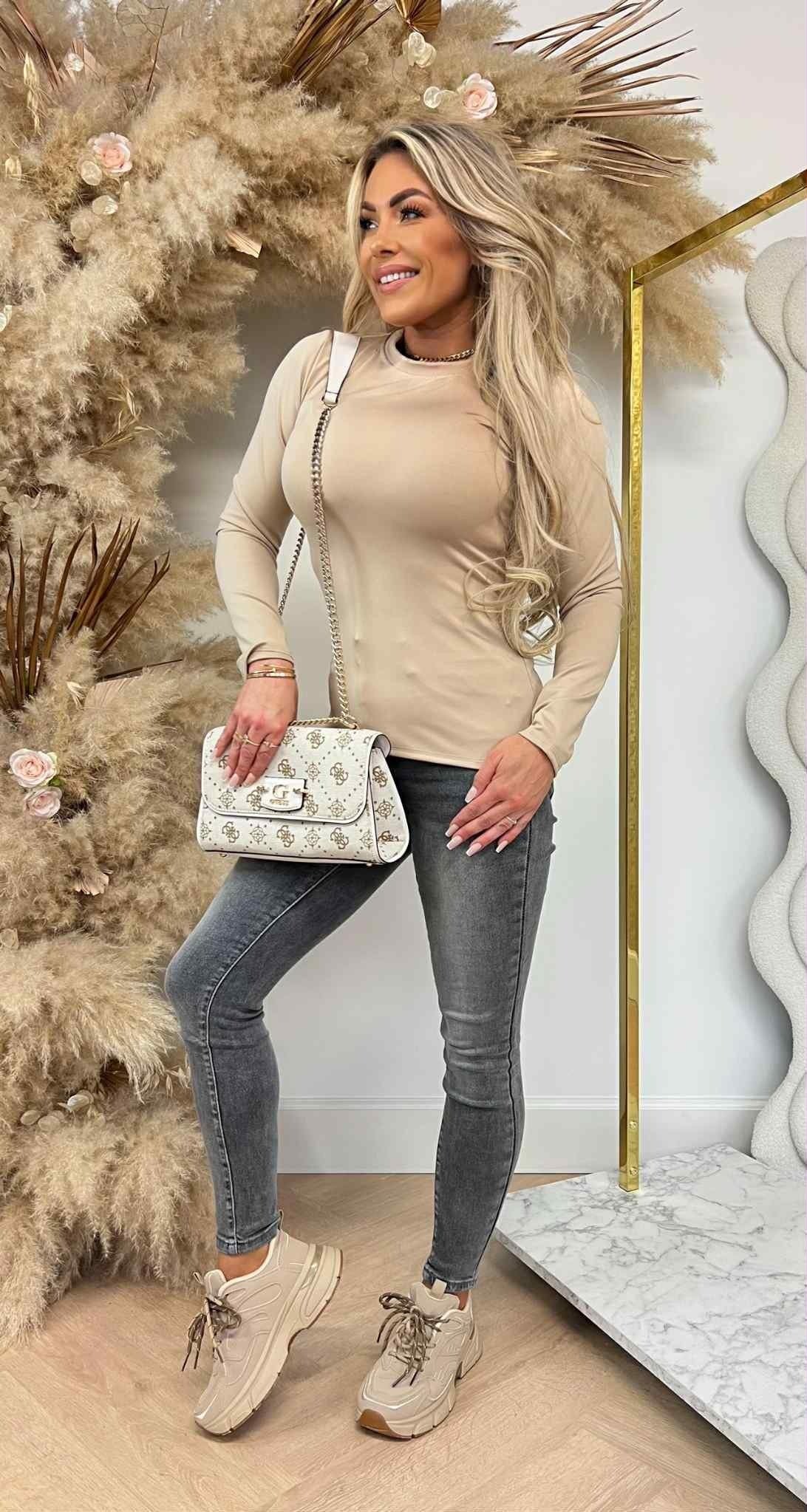 TEE-SHIRT BASIQUE MANCHES LONGUES BEIGE