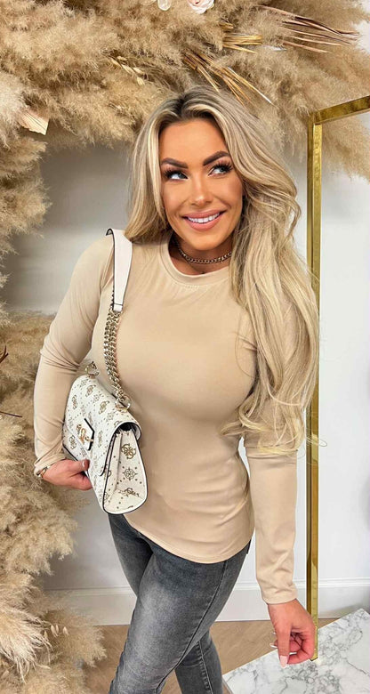 TEE-SHIRT BASIQUE MANCHES LONGUES BEIGE