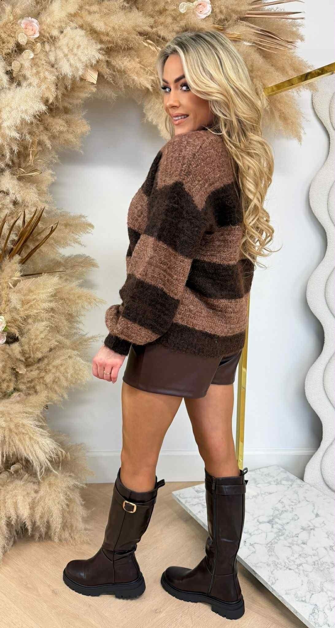 SWEAT BASIC RAYURES 1867 CHOCO