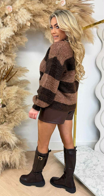 SWEAT BASIC RAYURES 1867 CHOCO