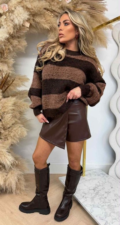 SWEAT BASIC RAYURES 1867 CHOCO
