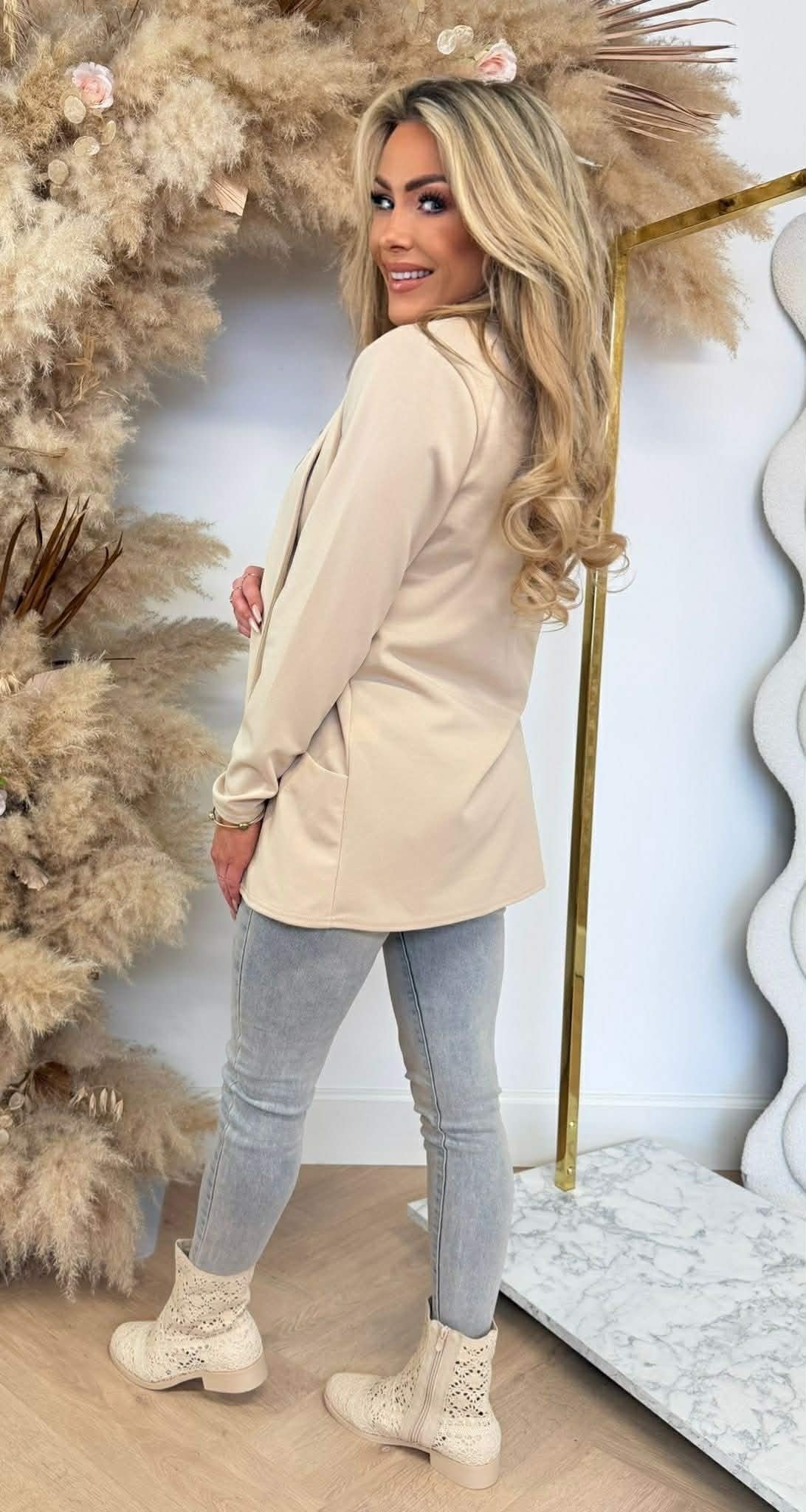 GILET BASIQUE M. MANCHES BEIGE